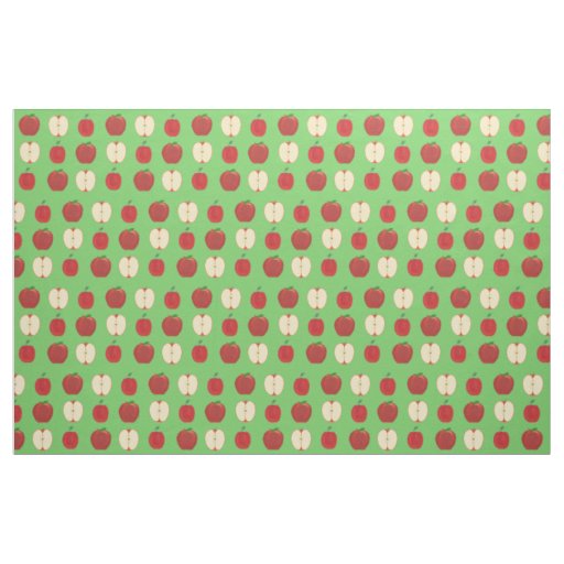 Red Apples, Whole and Sliced on Green Fabric