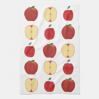 Red Apples Whole and Sliced Pattern, Kitchen Towel