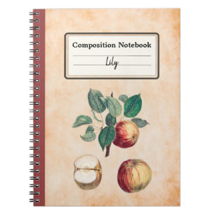 Red Apples With Leaves Personalized Composition Notebook
