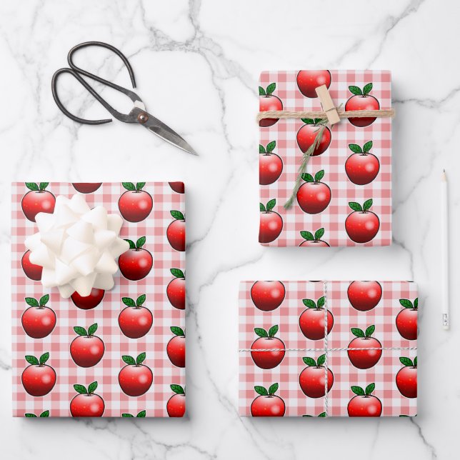 Red Apples Wrapping Paper Sheets (Front)
