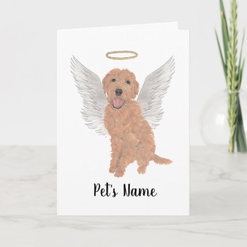 Red Apricot Golden Doodle Sympathy Memorial Card