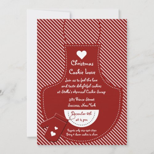 Red Apron Cookie Exchange Party Invitation