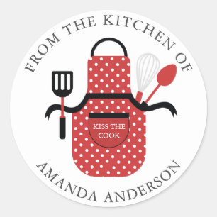 Red Apron Kiss the Cook From the Kitchen of Classic Round Sticker