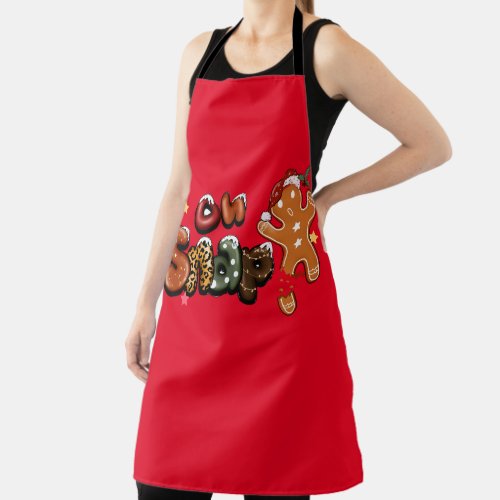 Red Apron with Oh Snap Cookie Lettering