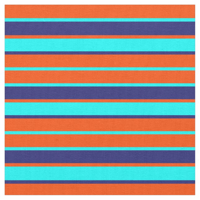 Red, Aqua, and Midnight Blue Lines Fabric (Close Up)