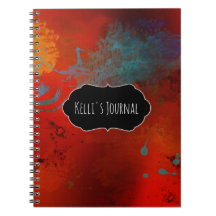 Red, Aqua & Gold Grunge Abstract Personalized