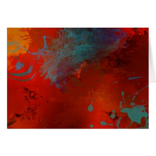 Red, Aqua & Gold Grunge Digital Abstract Art Cards (Front Horizontal)