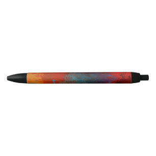 Red, Aqua & Gold Grunge Digital Abstract Art Pen