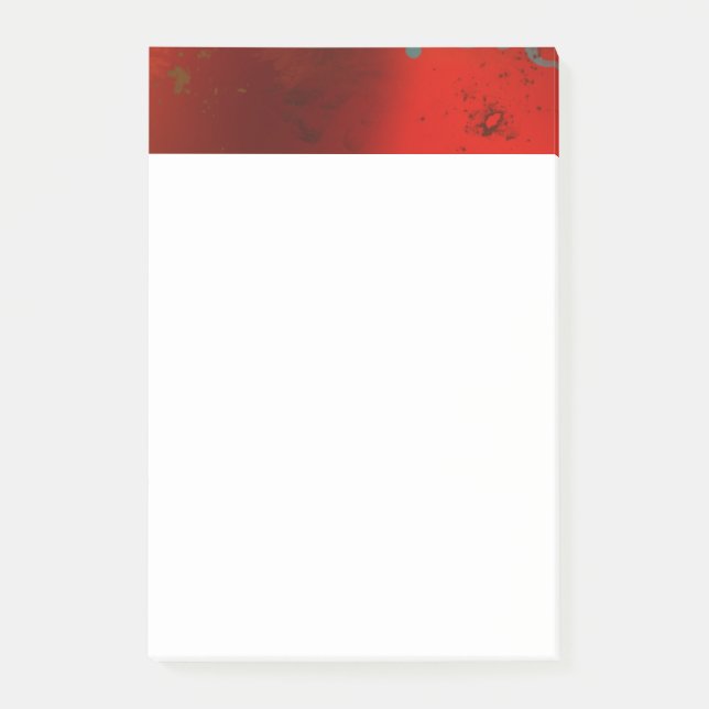 Red, Aqua & Gold Grunge Digital Abstract Art Post-it Notes (Front)