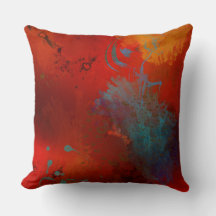 Red, Aqua & Gold Grunge Digital Abstract Art