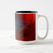 Red, Aqua & Gold Grunge Digital Abstract Art