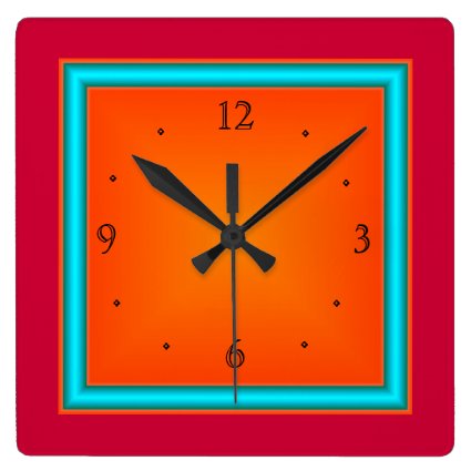 Red/Aqua/Orange>Wall Clock