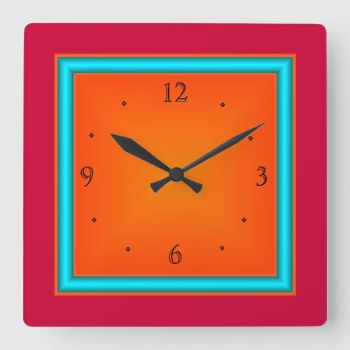 RedAquaOrangeWall Clock