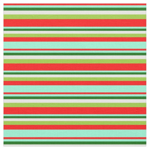 Red, Aquamarine, Dark Green, Mint Cream & Green Fabric