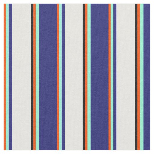 Red, Aquamarine, Midnight Blue, White, and Black Fabric