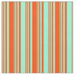 [ Thumbnail: Red & Aquamarine Striped Pattern Fabric ]