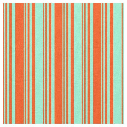 Red & Aquamarine Striped Pattern Fabric
