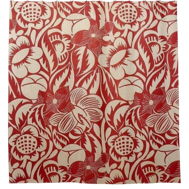 Red Arabesque Design Shower Curtain (Front)