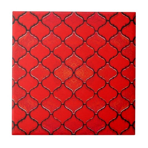 Red Arabesque Pattern Ceramic Tile