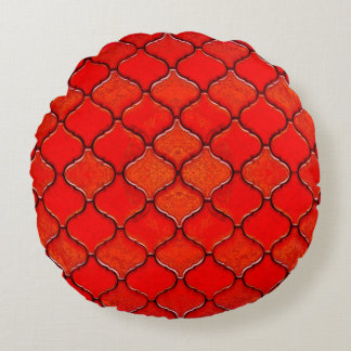 Red Arabesque Pattern Round Pillow