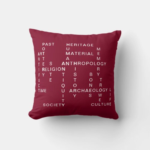 Red Archaeology and anthropology Crossword Puzzle Throw Pillow