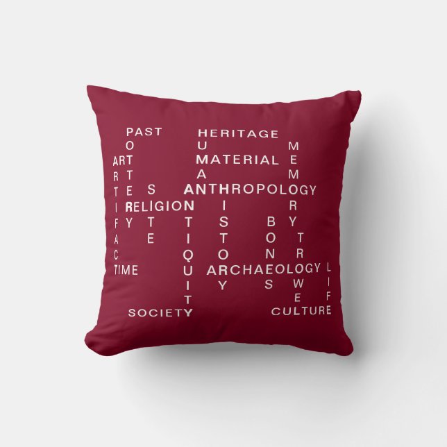 Red Archaeology and anthropology Crossword Puzzle Throw Pillow (Front)