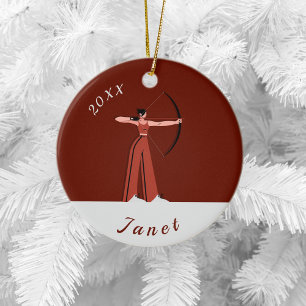 Red Archery Theme Xmas Tree Ornament for a Girl