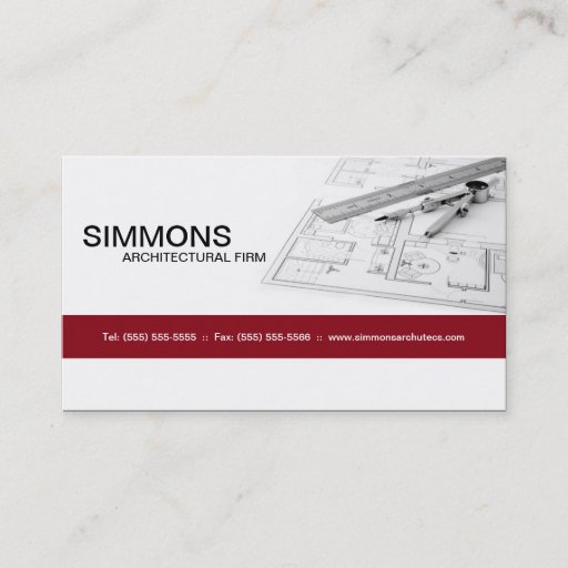 Customizable Red Architectural Blue Print Business Card