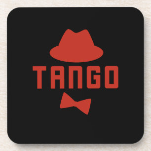 Red Argentine Tango Fedora Bow Tie Dancer Beverage Coaster