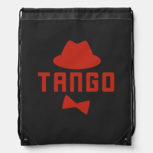 Red Argentine Tango Fedora Hat and Bowtie Drawstring Bag