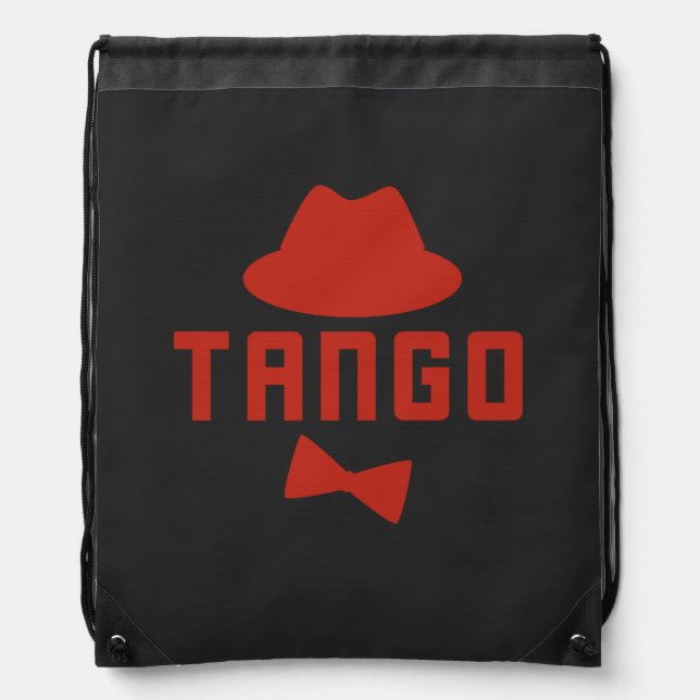 Red Argentine Tango Fedora Hat and Bowtie Drawstring Bag (Front)