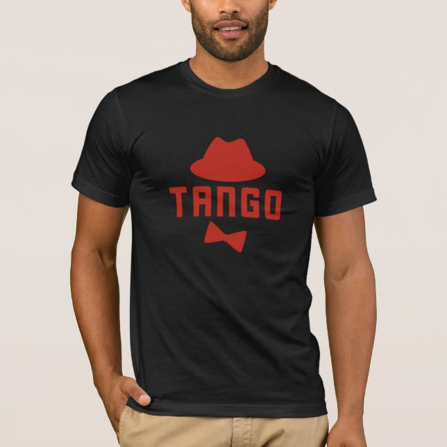 Red Argentine Tango Fedora Hat and Bowtie T-Shirt (Front)