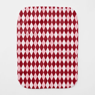 Red Argyle Crimson Pink Small Diamond Shape Baby Burp Cloth