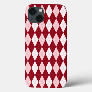 Red Argyle Crimson Pink Small Diamond Shape iPhone 13 Case