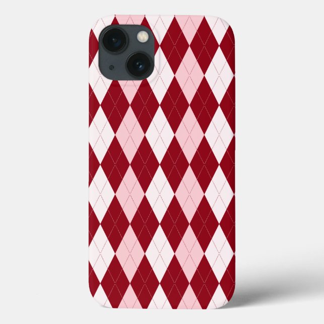 Red Argyle Crimson Pink Small Diamond Shape Case-Mate iPhone Case (Back)