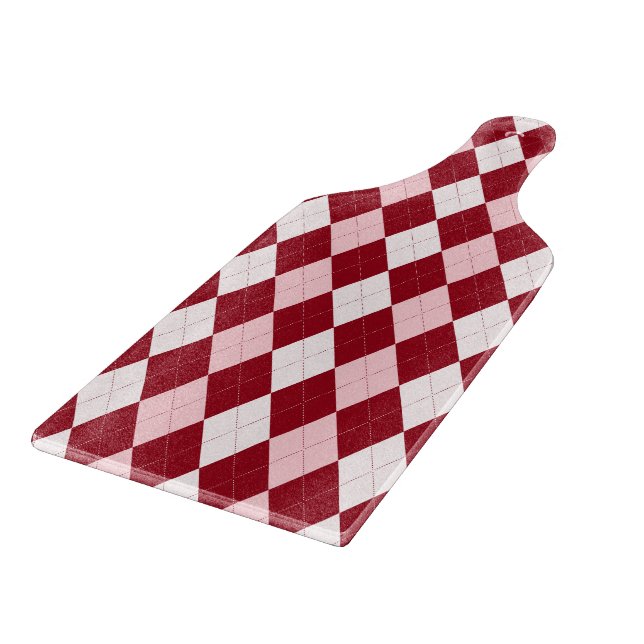 Red Argyle Crimson Pink Small Diamond Shape Cutting Board (Corner)