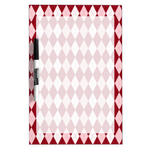 Red Argyle Crimson Pink Small Diamond Shape Dry-Erase Board