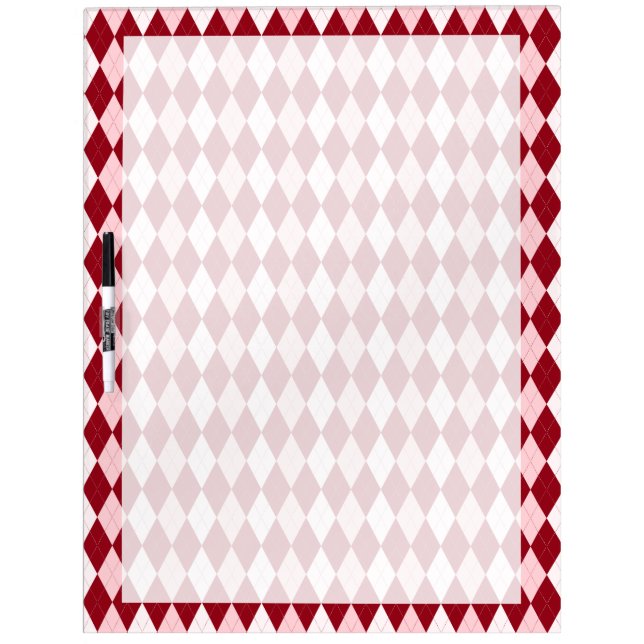 Red Argyle Crimson Pink Small Diamond Shape Dry-Erase Board (Front)