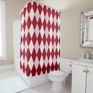 Red Argyle Crimson Pink Small Diamond Shape Shower Curtain