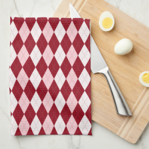 Red Argyle Crimson Pink Small Diamond Shape Towel