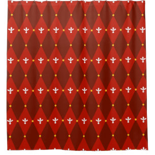 Red Argyle or Diamond Motif Shower Curtain