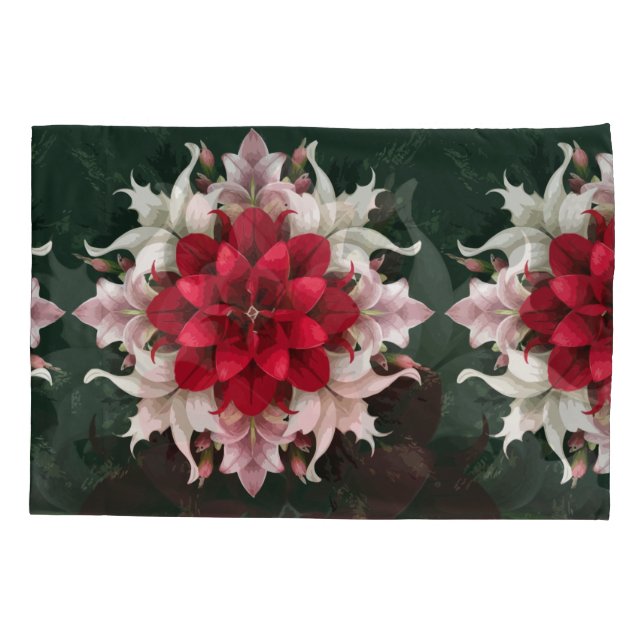  Red Armeria Flower and Delicate Companions Pillow Case (Back)