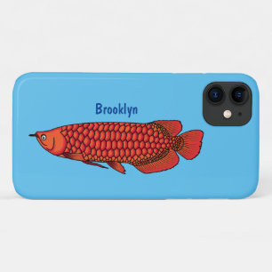 Red Arowana fish cartoon illustration iPhone 11 Case