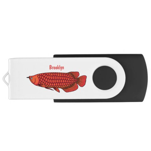 Red Arowana fish cartoon illustration Flash Drive