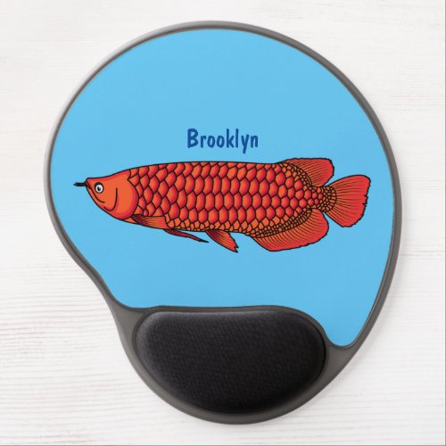 Red Arowana fish cartoon illustration Gel Mouse Pad