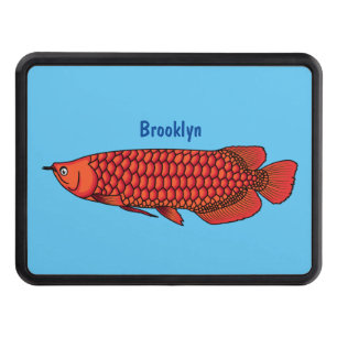 Red Arowana fish cartoon illustration  Hitch Cover