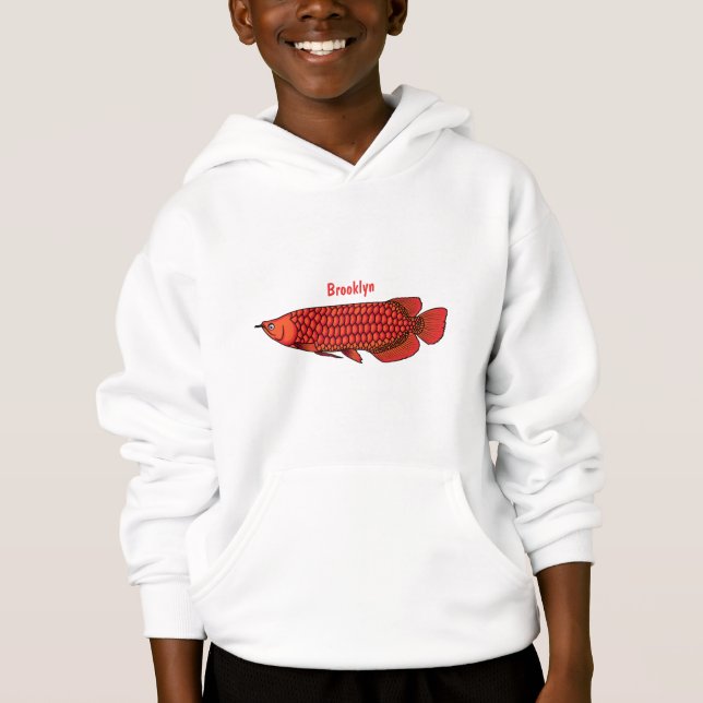 Red Arowana fish cartoon illustration Hoodie (Front)
