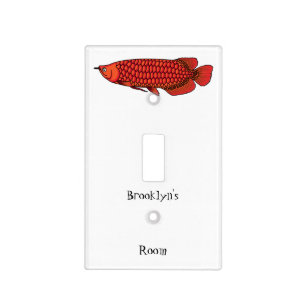 Red Arowana fish cartoon illustration  Light Switch Cover