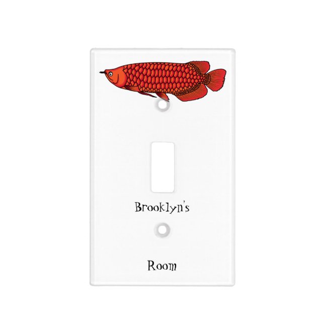 Red Arowana fish cartoon illustration  Light Switch Cover (Front)