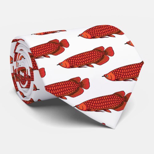 Red Arowana fish cartoon illustration Neck Tie